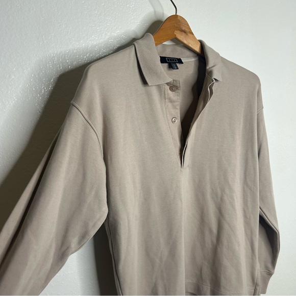 AYR The Cool Long Sleeve Pima Cotton Modal Polo Top Tan Size XS - Picture 6 of 15